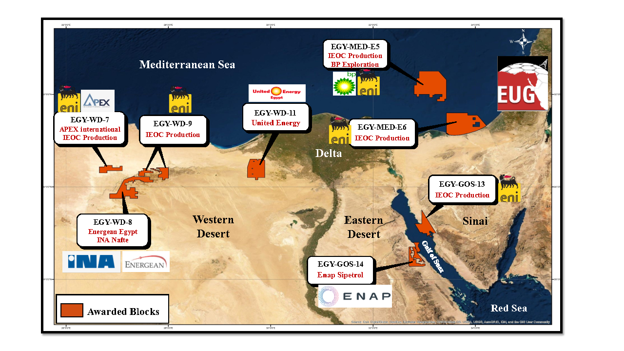 Picture of the awarded blocks in the bid round 2021 is available at Egyptian Upstream Gateway.